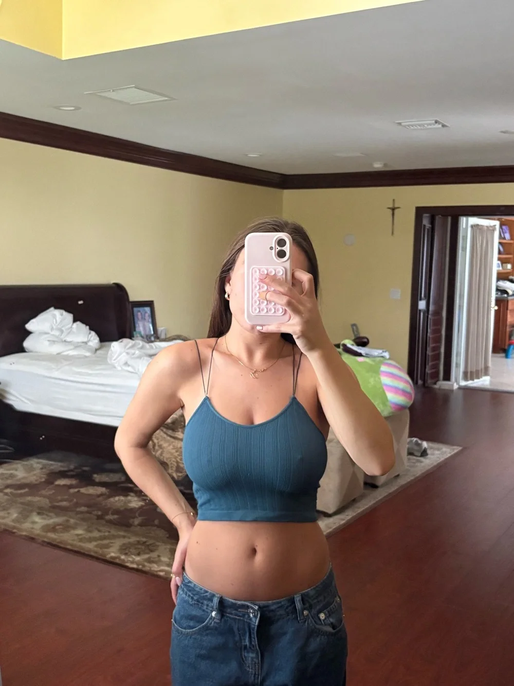 Full Tilt Teal Ribbed Lace Top